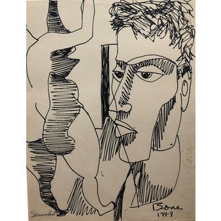 1949 James Bone Mid-Century Modern Drawing For Sale