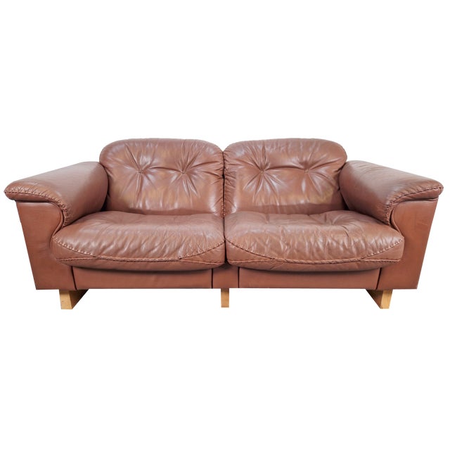 Vintage DS101 Two-Seater Leather Sofa from de Sede, 1970s For Sale