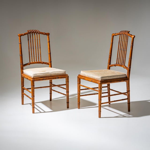 French Faux Bamboo Dining Table with Chairs, 1960s, Set of 5 For Sale - Image 12 of 16