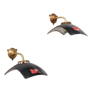 Antique Wall Lights in Mercury Glass and Brass, Set of 2 For Sale