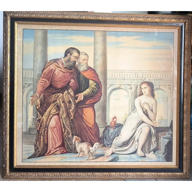 "Susanna and the Elders" painted in tempera and watercolor on paper, 19th century - 88 x 79 Anonymous author. (Excellent...