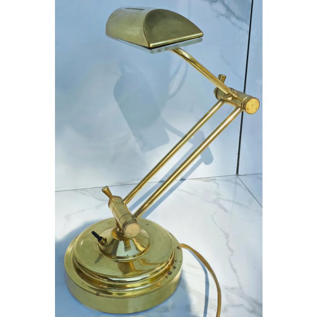 Metal Mid 20th Century Sculptural Adjustable Brass Piano Lamp, Modernist Desk Light. For Sale - Image 7 of 7