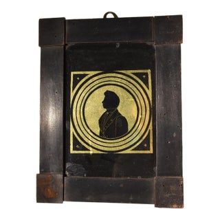 Verre Eglomise' Reverse Painted Silhouette, Continental, Circa 1830s to 40s For Sale