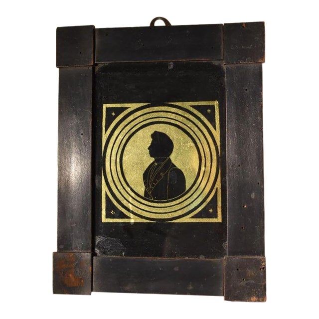 Verre Eglomise' Reverse Painted Silhouette, Continental, Circa 1830s to 40s For Sale
