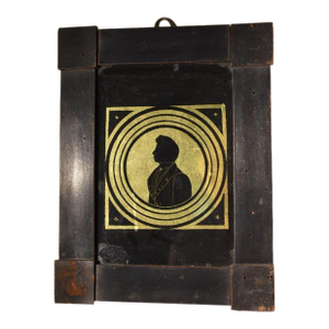 Verre Eglomise' Reverse Painted Silhouette, Continental, Circa 1830s to 40s