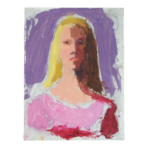 Mid 20th Century Impressionist Portrait of Young Woman in Pink Painting