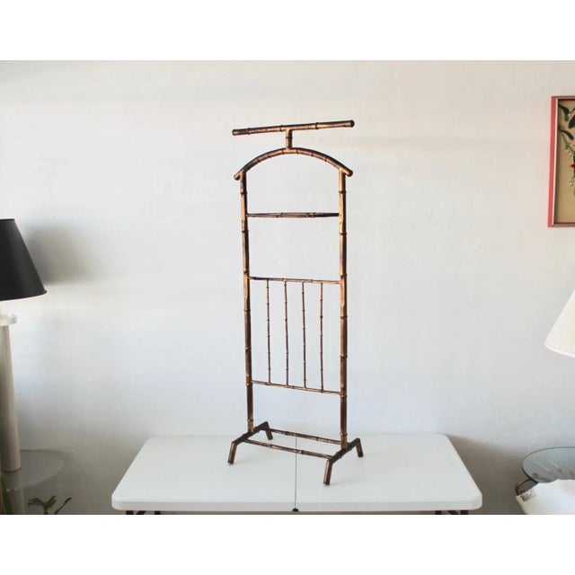 Faux Bamboo Italian Gilt Painted Valet Stand Mid Century For Sale - Image 13 of 13