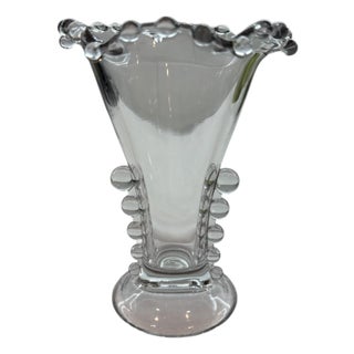 Imperial Glass Candlewick Crimped Flower Vase For Sale