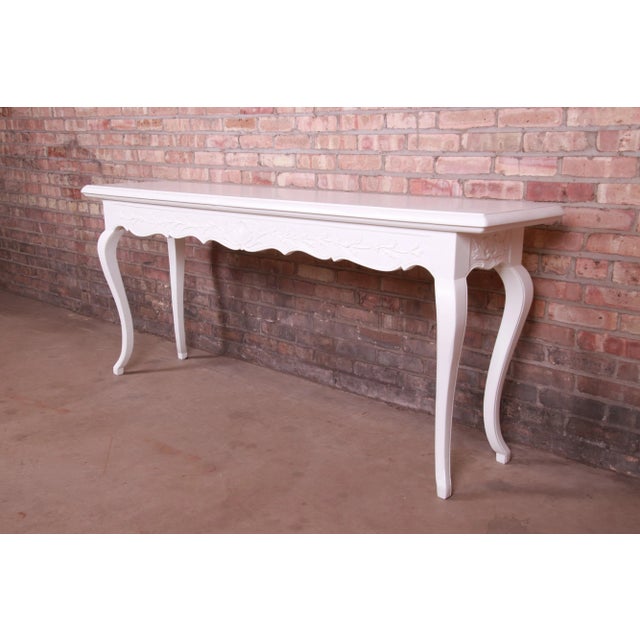 Italian Provincial White Lacquered Console or Sofa Table, Newly Refinished For Sale - Image 13 of 13