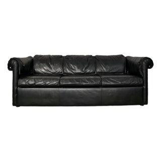 1980’s Post-Modern Black Leather Sofa Bed by Bauhaus For Sale