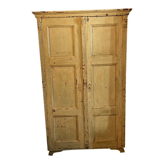 Antique Rustic Yellow Wood Armoire Chairish