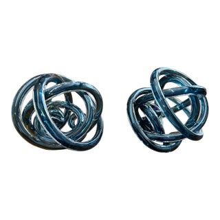 Murano Style Glass Blue Knots- a Pair For Sale