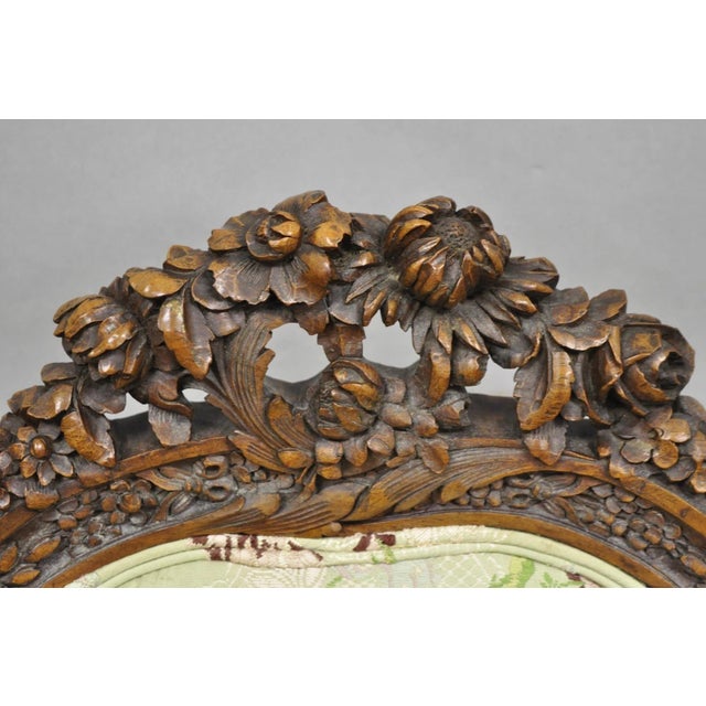 Wood Antique Italian Regency Swan Carved Walnut French Victorian Club Lounge Chair For Sale - Image 7 of 18