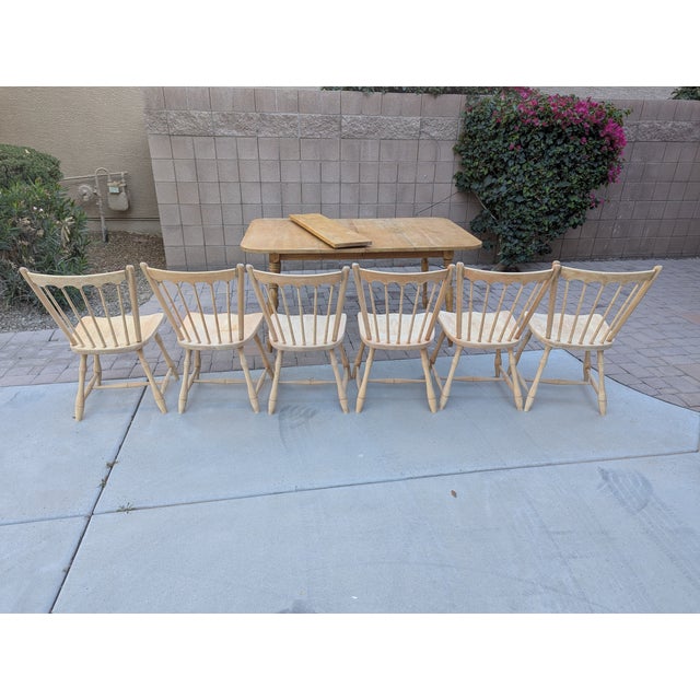 Wood Unfinished Pennsylvania House Table & 6 Chairs 1970s For Sale - Image 7 of 12
