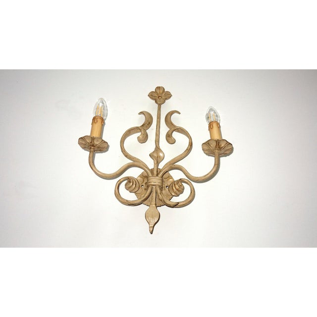 Wrought Iron Flower Wall Lamp from Koch & Sons, 1960s For Sale - Image 4 of 5