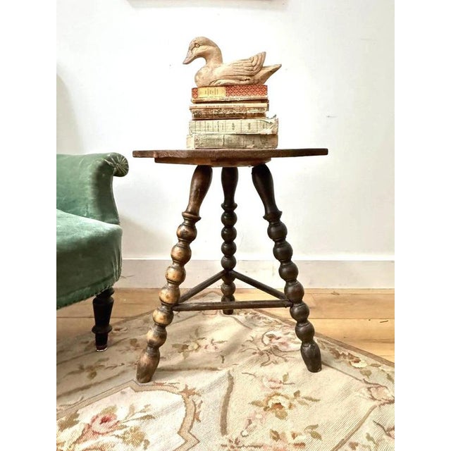 Victorian Wooden Bobbin Tripod Leg Side Table For Sale - Image 3 of 12