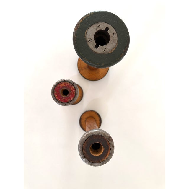 Antique Wood Spools, Set 3 For Sale - Image 4 of 12