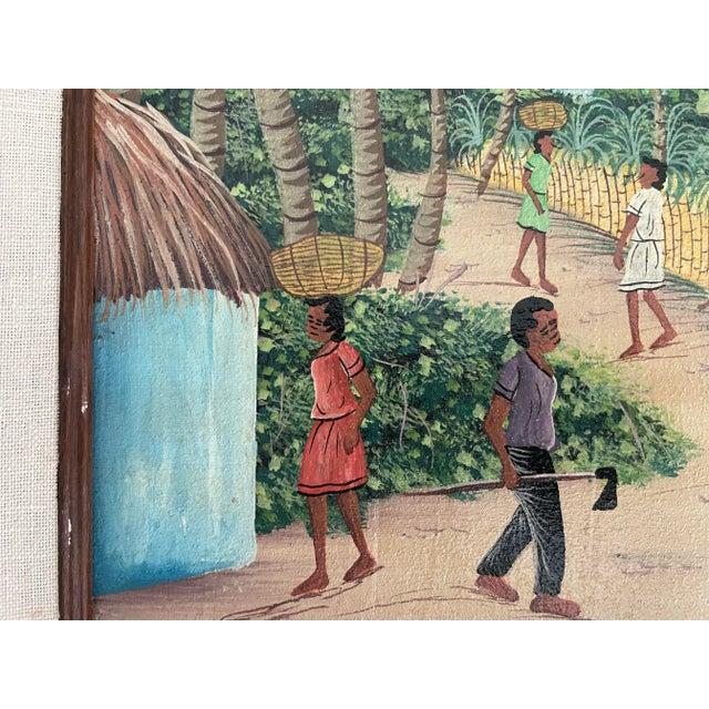 1980s Vintage Oil on Canvas Haitian Painting, Framed For Sale In Tampa - Image 6 of 7