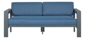 Sardinia Aluminum Frame Outdoor 74" Love Seat / Sofa - Blue Cushions