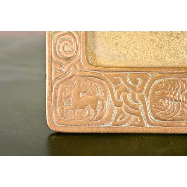 Metal Tiffany Studios New York Zodiac Bronze Doré Desk Calendar Holder or Picture Frame For Sale - Image 7 of 14
