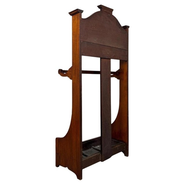 Brown Antique Early 20th Century English Edwardian Walnut Hall Stand For Sale - Image 8 of 10