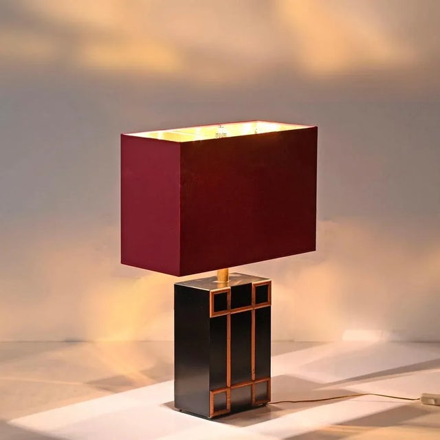 Tommaso Barbi Large Table Lamp with Brass and Bamboo Inserts, Italy 1970s For Sale - Image 12 of 18