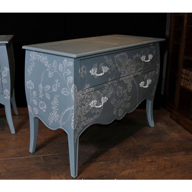 Blue French Painted Commodes Chest Drawers Shabby Farmhouse, Set of 2 For Sale - Image 8 of 12