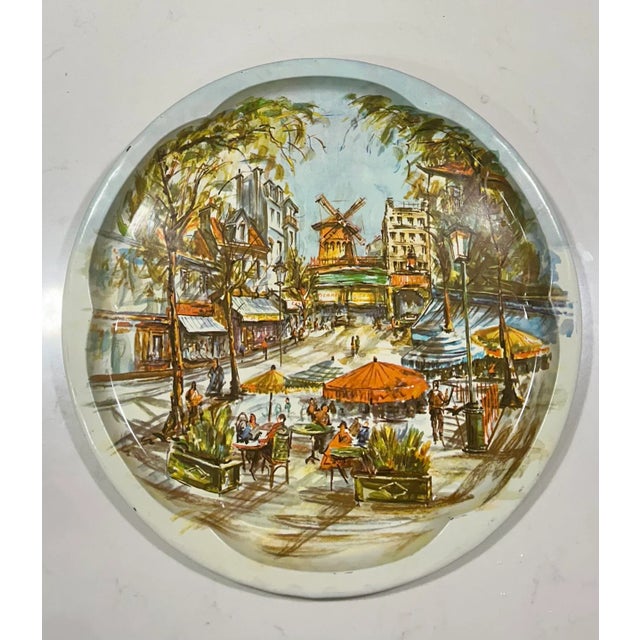 Mid-Century Modern Moulin Rouge Round Enamel Tray By, Daher Paris For Sale - Image 10 of 11