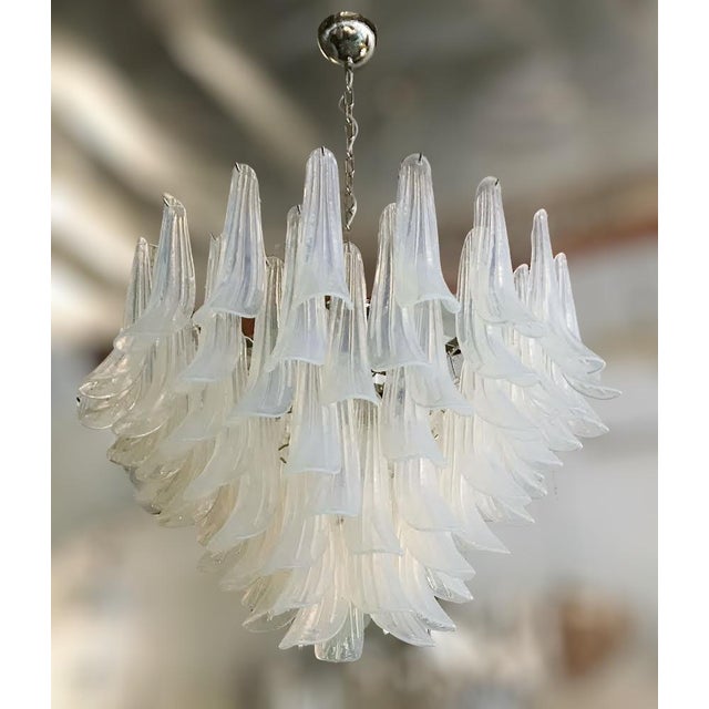 Italian 21st Century Opaline Murano Selle Chandelier by Fabio LTD For Sale - Image 3 of 6