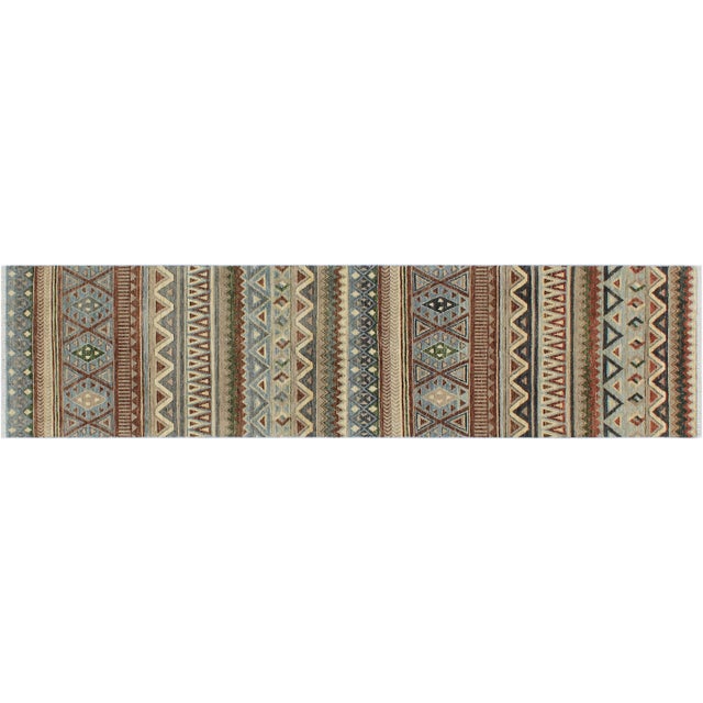 Late 20th Century Tribal Brown/Beige Wool Runner 3'1'' X 9'8'' For Sale - Image 9 of 10