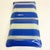 This fused glass rectangular tray features a vibrant blue, green, and white striped swirl pattern with a wavy, undulating...