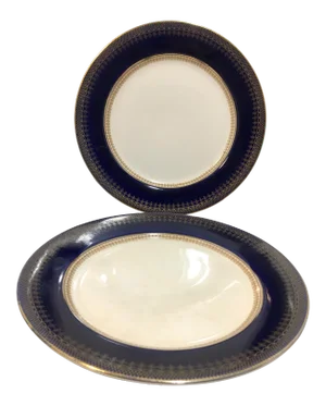 Wedgwood Cobalt Dinner Plates - a Pair