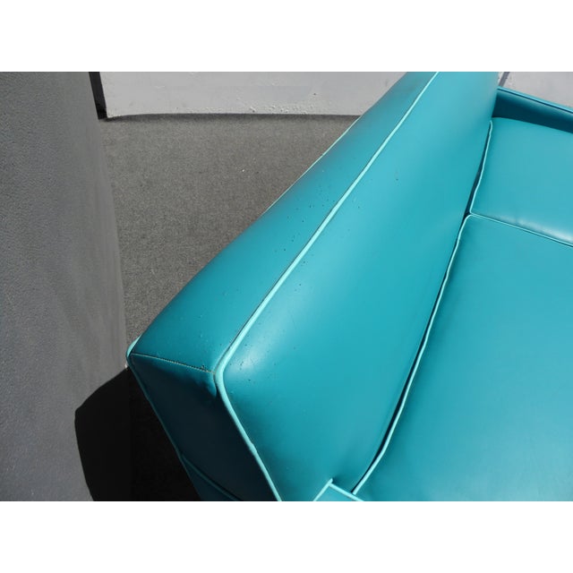 Mid-Century Turquoise Vinyl Sofa | Chairish
