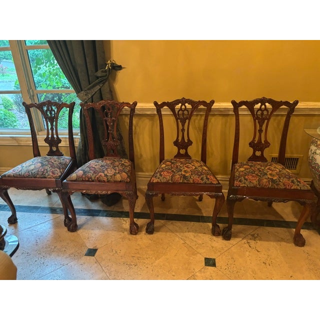 Brown Hand Carved Mahogany Chairs For Sale - Image 8 of 12