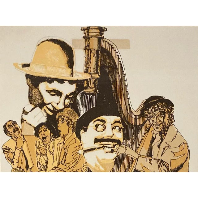 Original midcentury poster featuring the Marx Brothers. Signed in the plate, by the artist. Measures: 30 3/8" H x 24 1/4"...