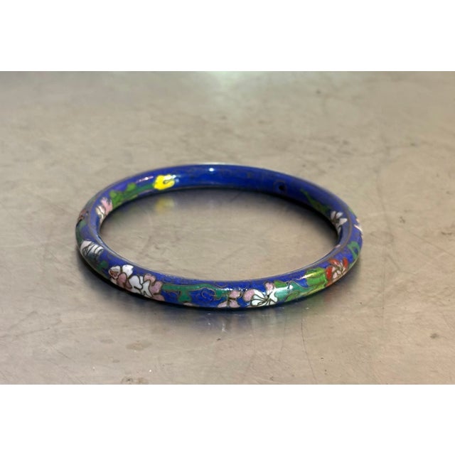 1930s-40s large blue floral cloisonne' bangle bracelet. Excellent condition.