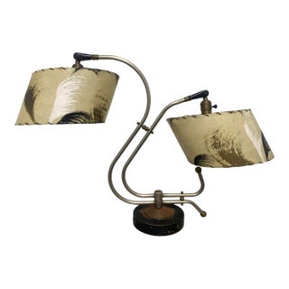 1950s Atomic Dual-Arm Table Lamp With Fiberglass Shades, Attributed to Majestic For Sale