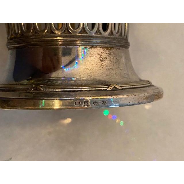 Silver 19thC European Silver Plate Glass Flower Basket For Sale - Image 8 of 18