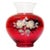 Vintage Ruby Cranberry Art Glass Vase With Hand-Painted White Enamel Roses — Bohemian Style Floral Bulbous Vase For Sale