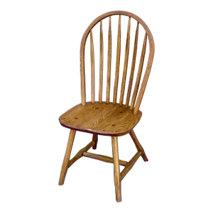 Vintage Hunt Country Furniture American Traditional Rustic Solid Oak Continuous Bow Windsor Dining Chair