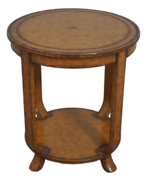 Maitland Smith Leather Wrapped Round Lamp Table