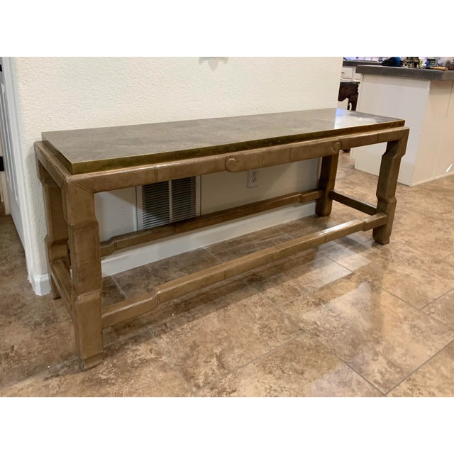 Marge Carson Leather Wrapped Console Table Chairish