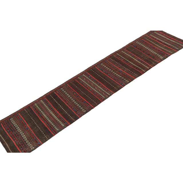 Rug & Kilim Vintage Persian Kilim Runner in Aubergine With Red Stripes by Rug & Kilim For Sale - Image 4 of 7