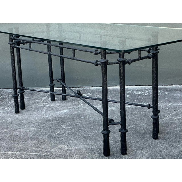 Late 20th Century Vintage Boho Hammered Iron Dining Table After Giacometti For Sale - Image 5 of 12
