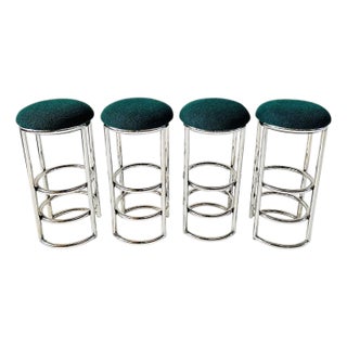 Art Deco Chrome and Boucle Chase Bar Stools For Sale