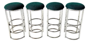 Art Deco Chrome and Boucle Chase Bar Stools