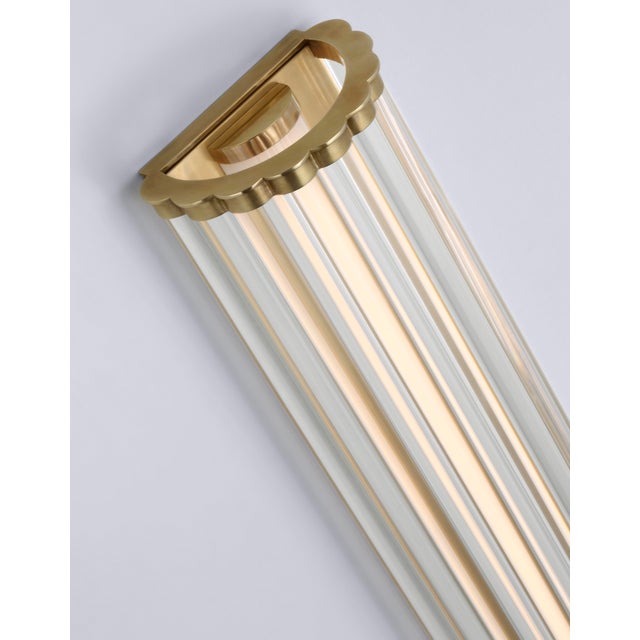 Modern Chapman & Myers for Visual Comfort Signature Kean 28" Sconce in Antique-Burnished Brass with Clear Glass Rods For Sale - Image 3 of 4
