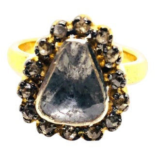 Bochic “Capri” Natural Rose Cut Diamond Ring Set In 18K Gold & Silver For Sale