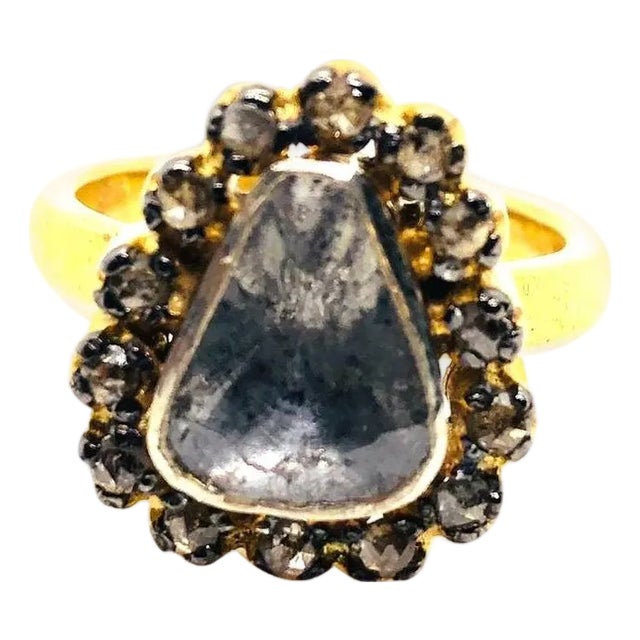 Bochic “Capri” Natural Rose Cut Diamond Ring Set In 18K Gold & Silver For Sale
