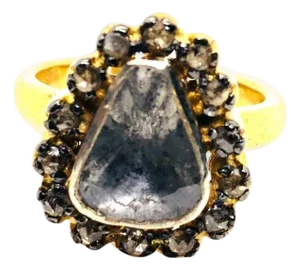 Bochic “Capri” Natural Rose Cut Diamond Ring Set In 18K Gold & Silver